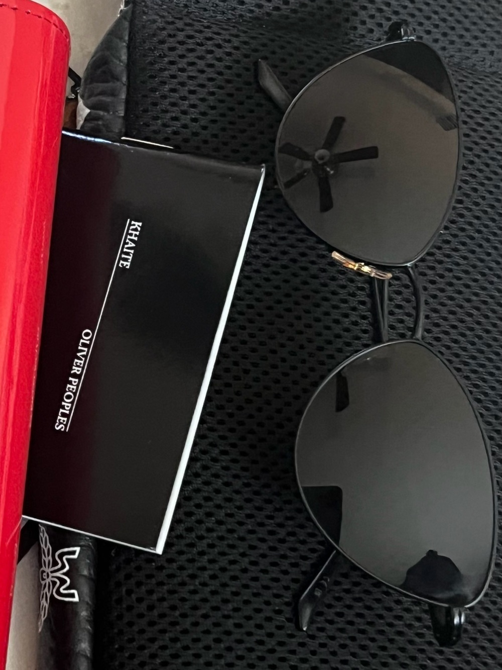 Oliver Peoples and Khaite Black Metal Aviator Sunglasses